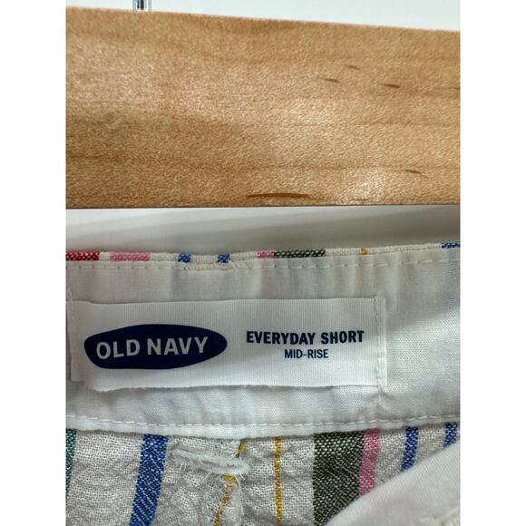 Old Navy Women Size 12 Striped Linen Blend Mid Rise Everyday Shorts Casual - Picture 5 of 6